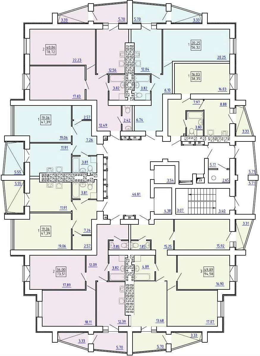 План, ЖК Аврамовская, 2-8 этаж