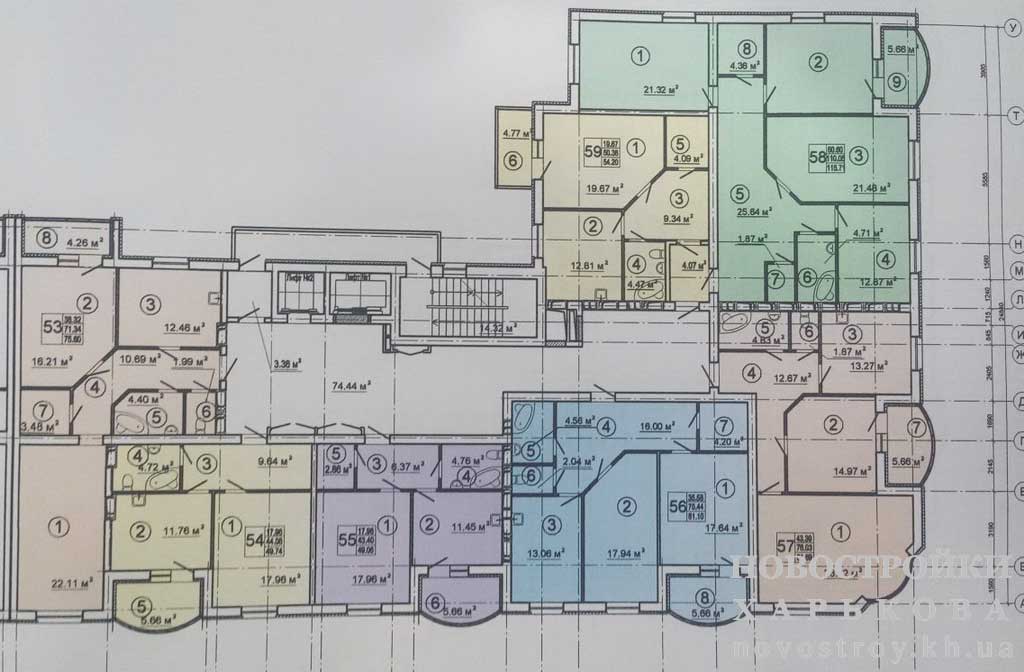 План, ЖК Инфинити, 1 секция, типовой этаж