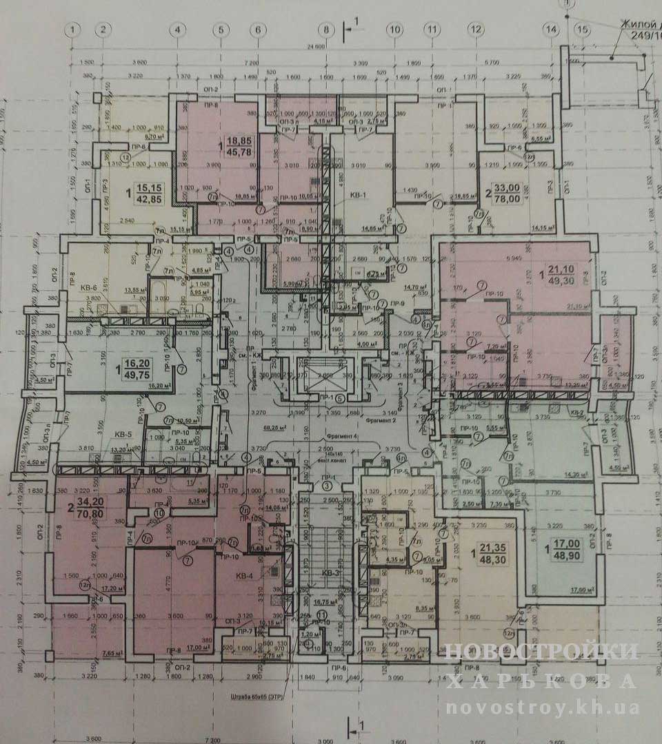 План, ЖК Домостроительная, дом 2, 2-9 этаж