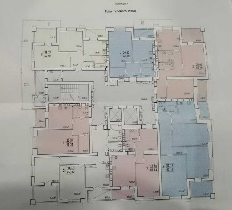 План, ЖК Домостроительная, дом 4, 2-16 этаж