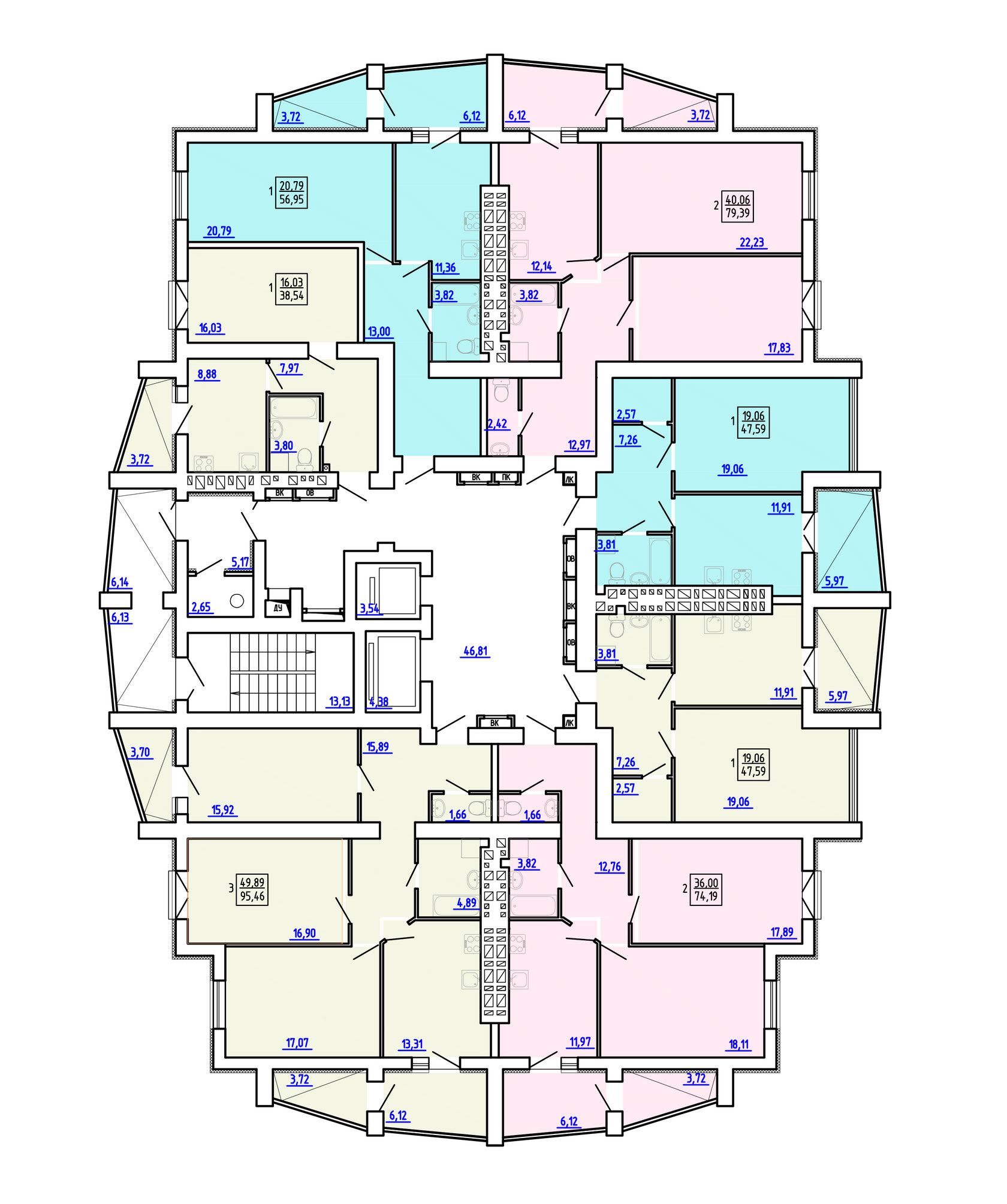 План, ЖК Искринский, дом 4, 9-16 этаж