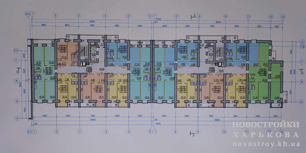 План, ЖК Клочковская, 98а, корпус 1, типовой этаж