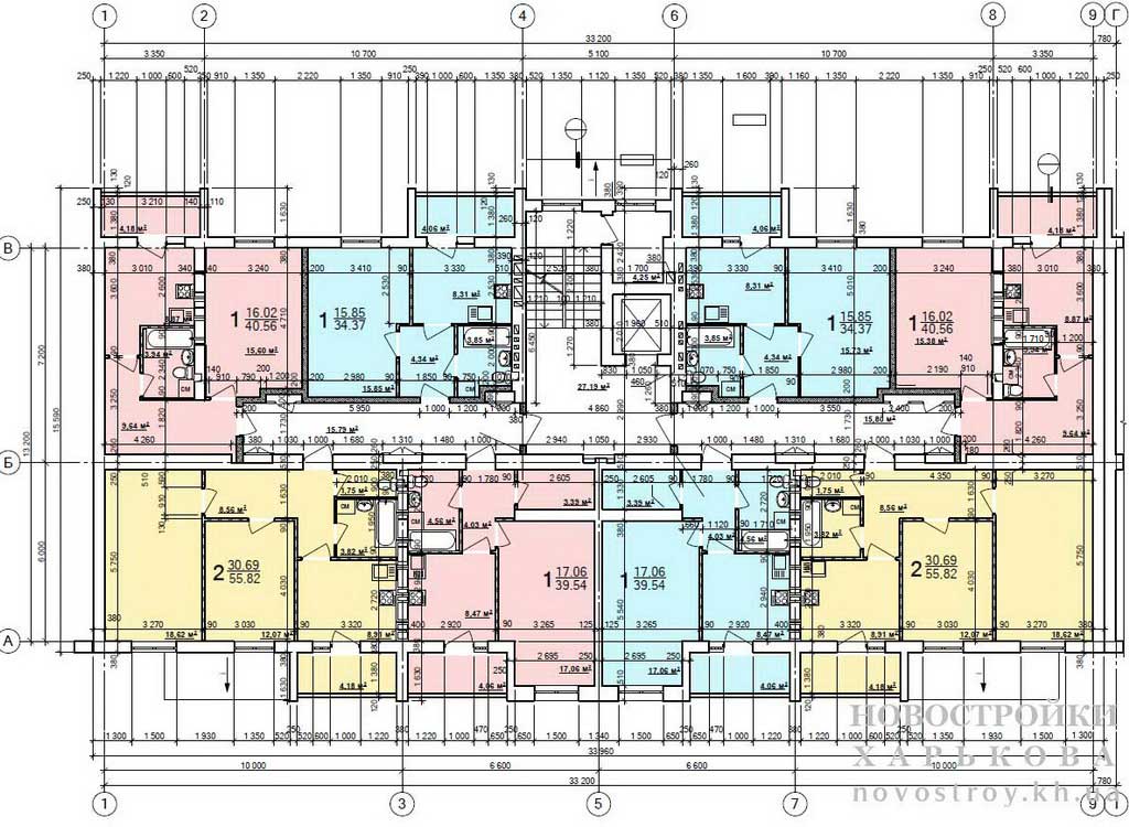 План, ЖК Масельского, дом 1, 2-9 этаж