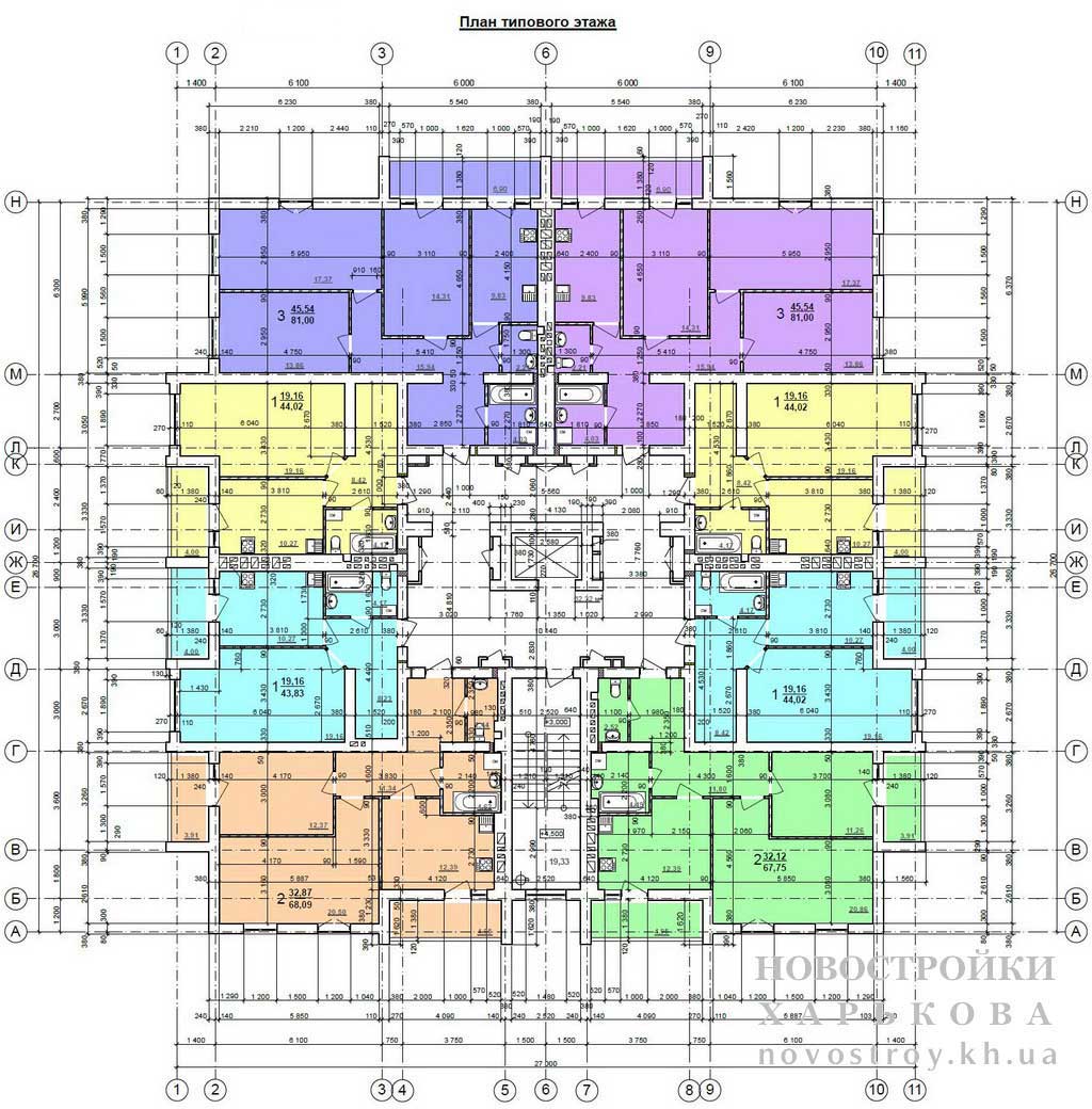 План, ЖК Масельского, дом 3, 2-9 этаж
