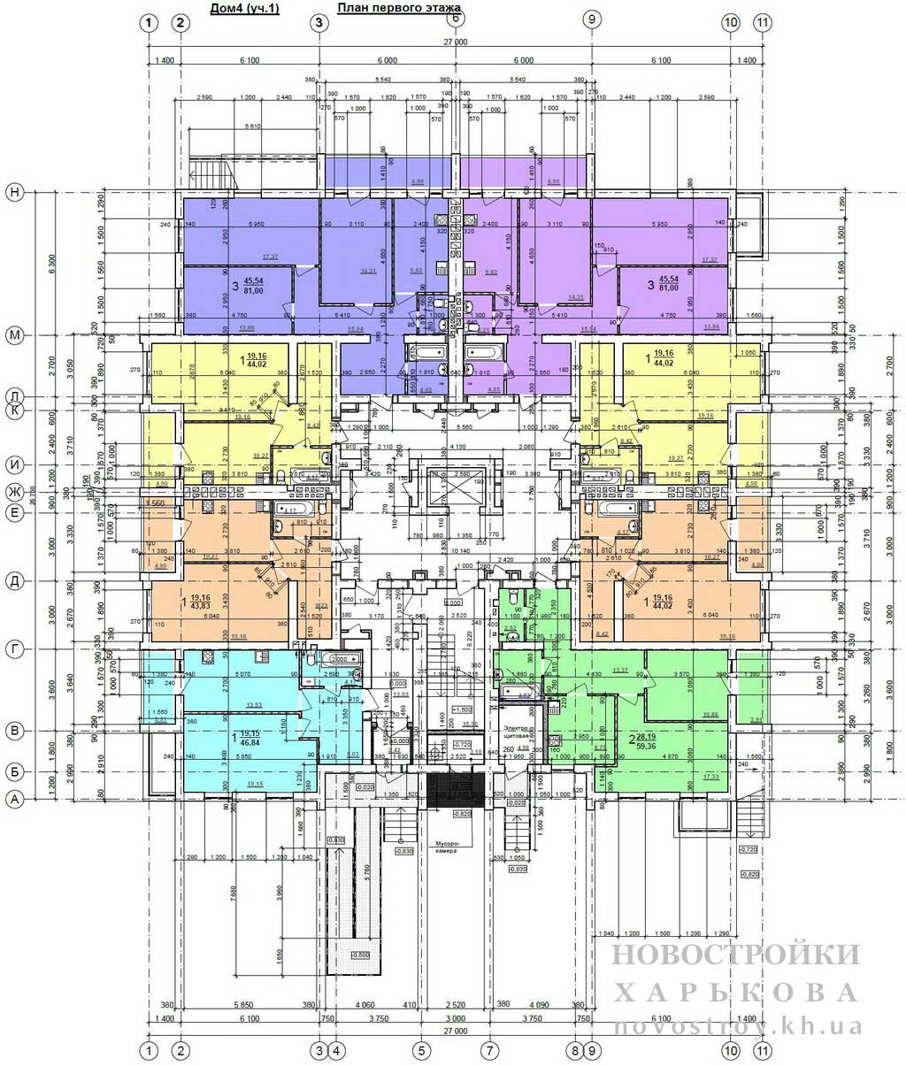 План, ЖК Масельского, дом 4, 1 этаж
