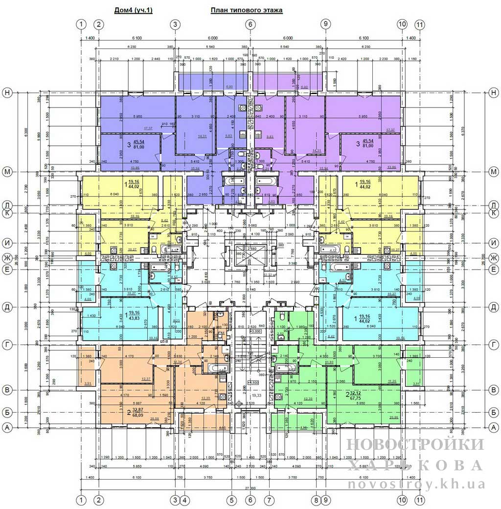План, ЖК Масельского, дом 4, 2-9 этаж