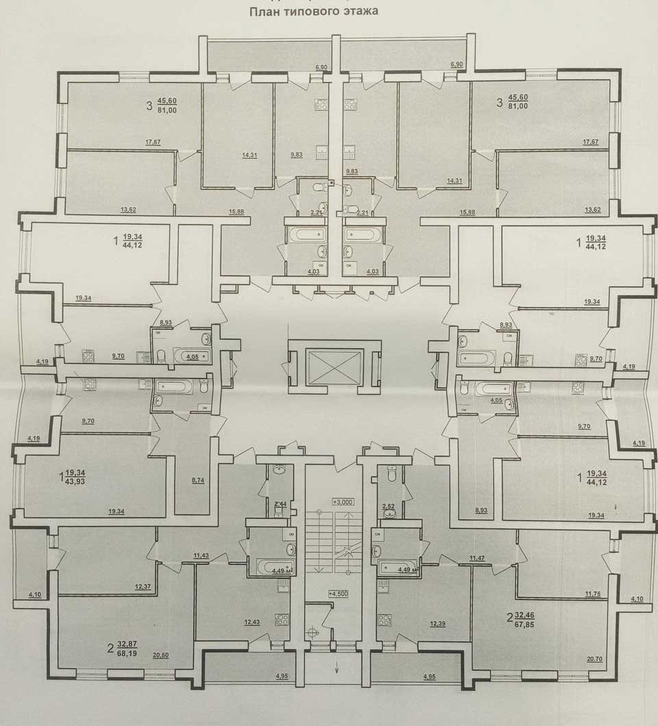 План, ЖК Масельского, дом 5, 2-9 этаж