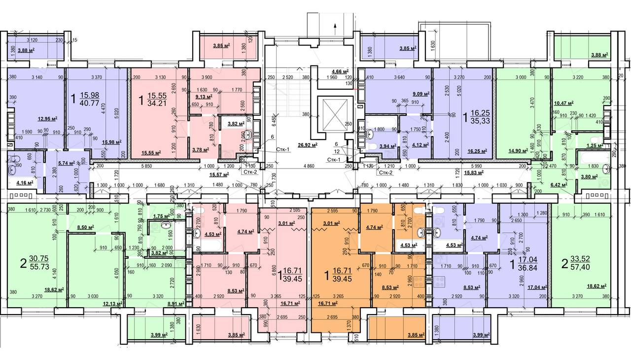 План, ЖК Мира-3, дом 9, секция 1, 2-9 этаж