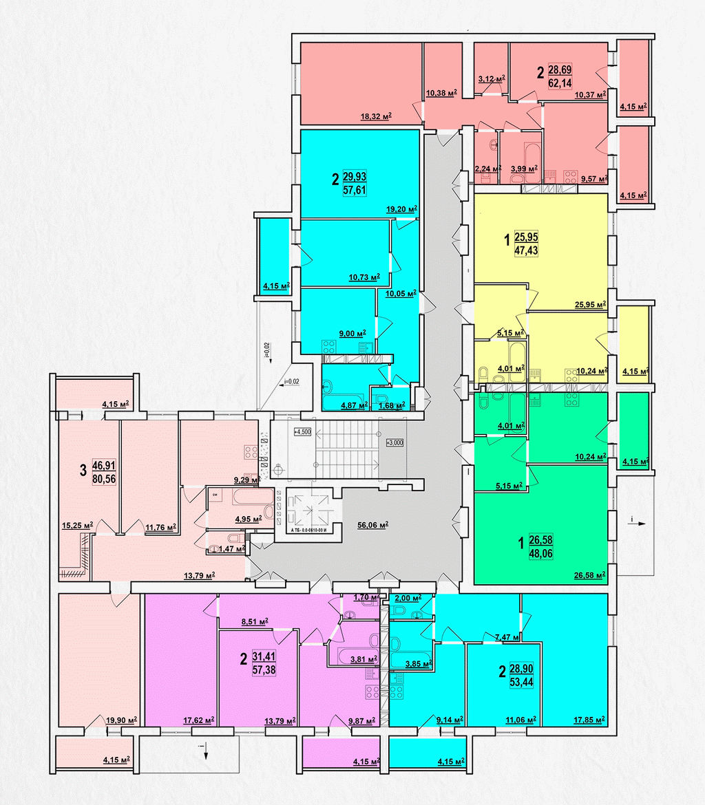 План, ЖК Ньютона, дом 10, 2-8 этаж