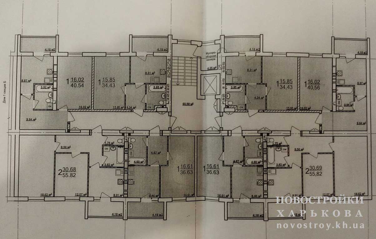 План, ЖК Ньютона, дом 11А, 2-9 этаж