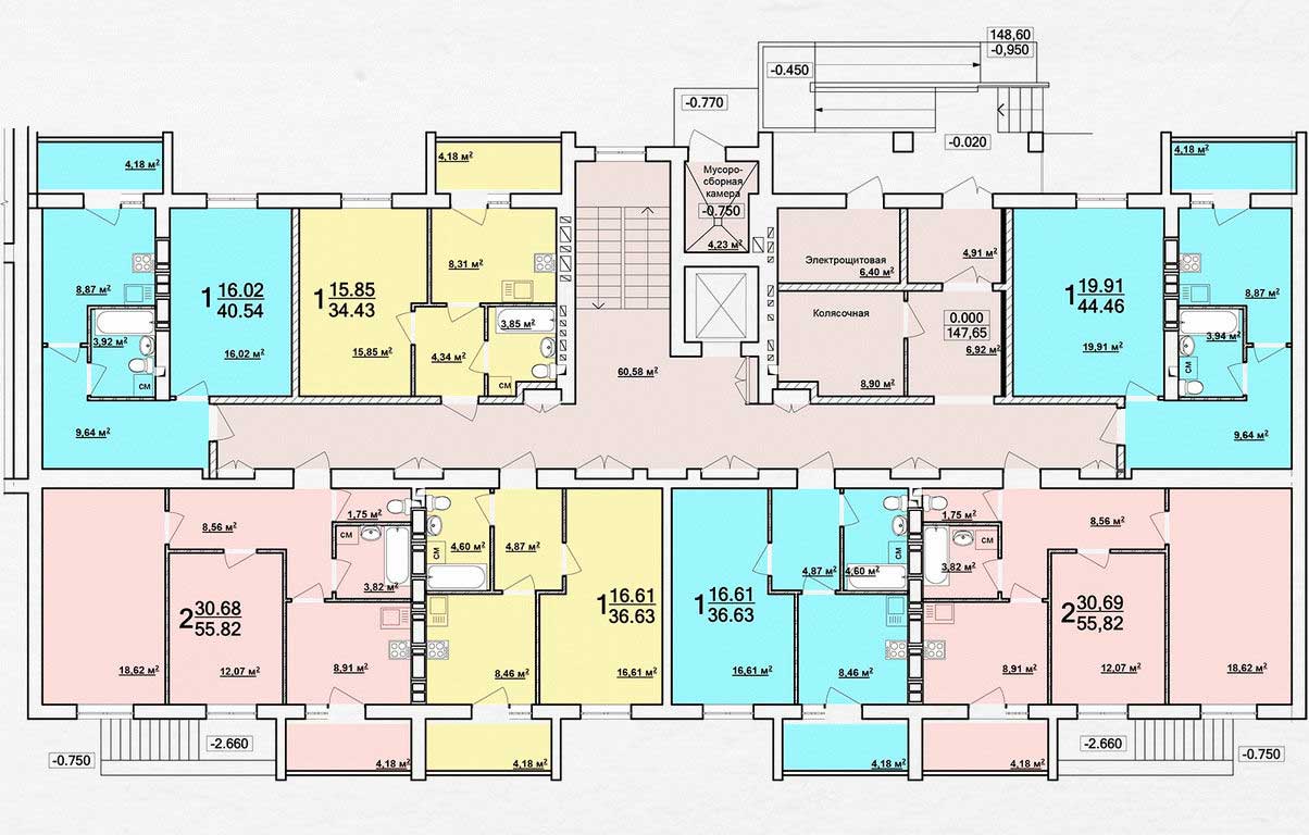 План, ЖК Ньютона, дом 13А, 1 этаж