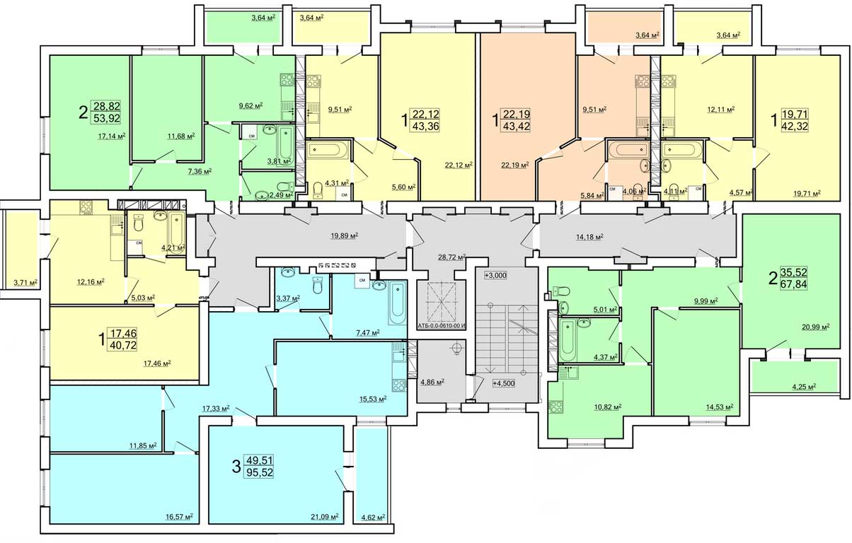 План, ЖК Ньютона, дом 14А, 2-9 этаж