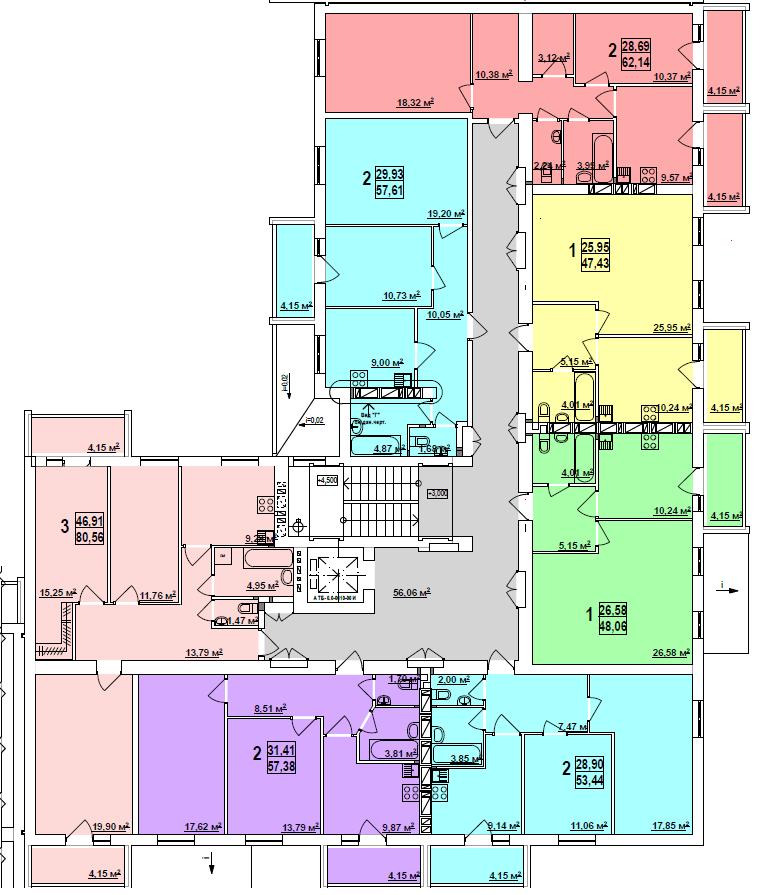 План, ЖК Ньютона, дом 5Б, 2-8 этаж