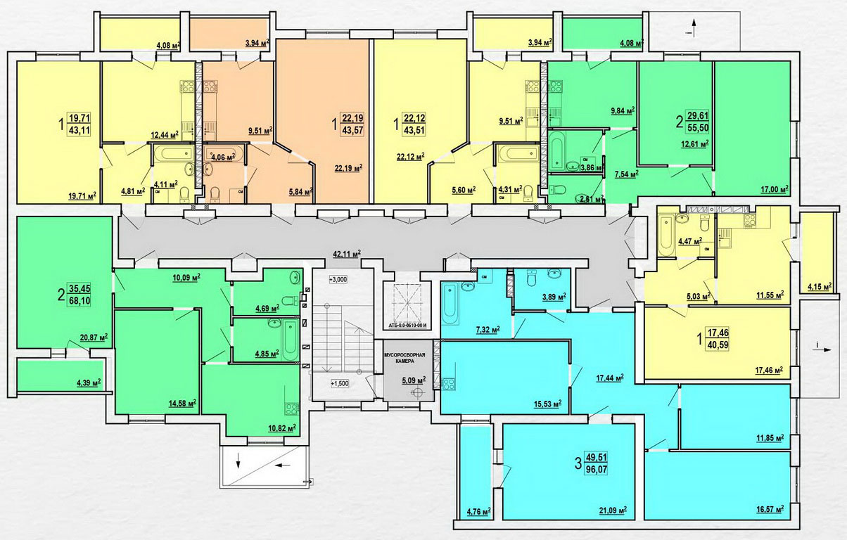 План, ЖК Ньютона, дом 7А, 2-8 этаж