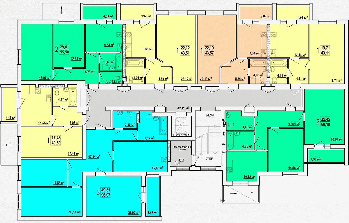План, ЖК Ньютона, дом 9А, 2-8 этаж