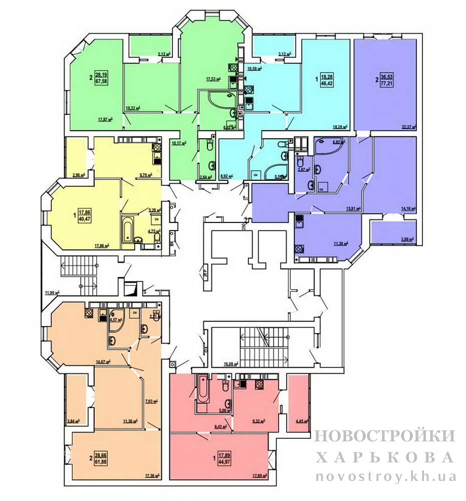 План, ЖК Сокольники, дом 1А, 2-13 этаж