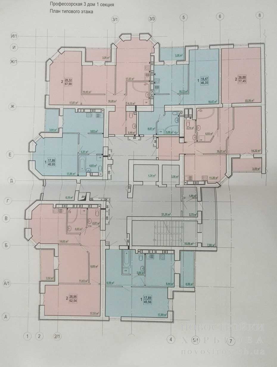 План, ЖК Сокольники, дом 3(1), типовой этаж