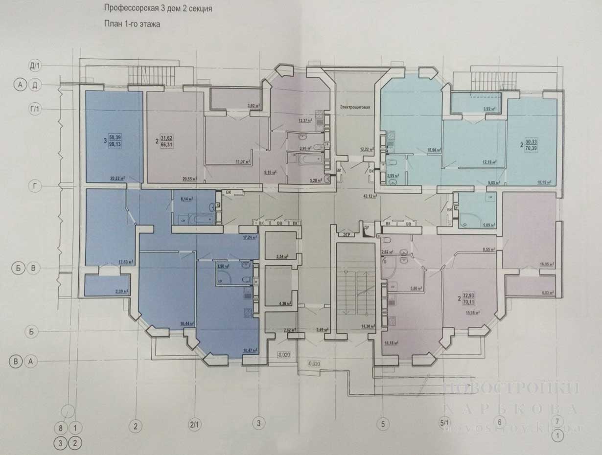 План, ЖК Сокольники, дом 3(2), 1 этаж