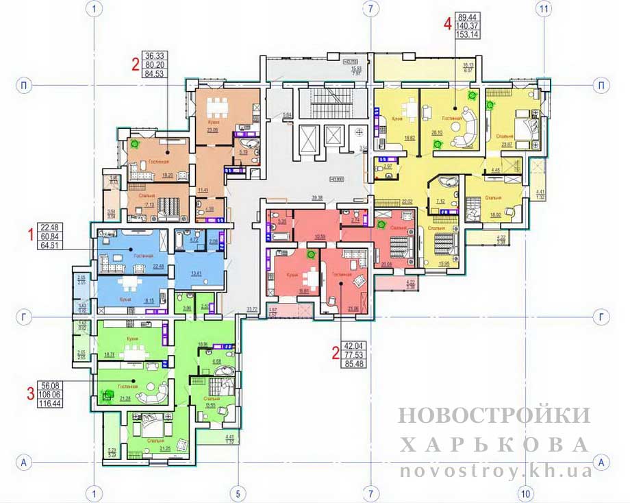 ЖК Театральный на Сумской, 35, план 14 этажа