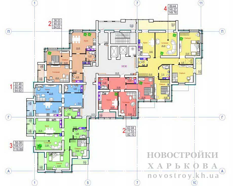 ЖК Театральный на Сумской, 35, план 15 этажа